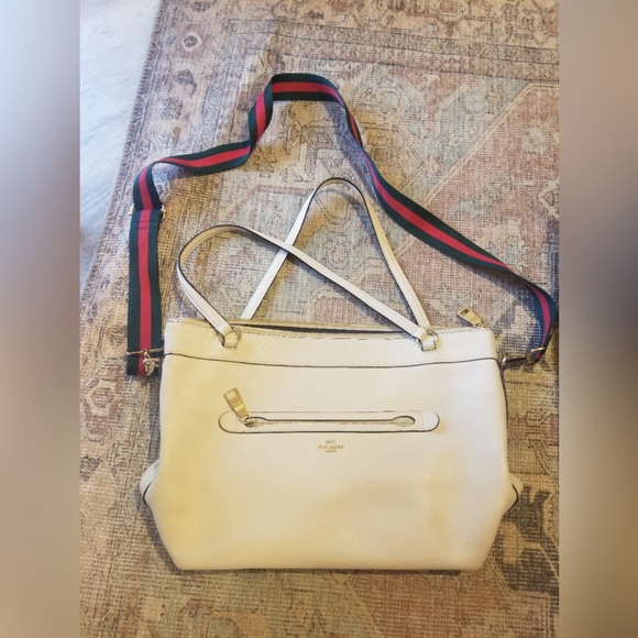 Coach Handbags - Coach white leather tote bag